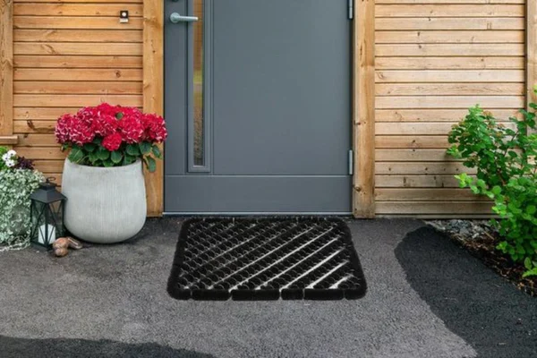 Unyqoos® Handgemaakte zwarte deurmat van kokosvezels voor buiten in 40 x 60 cm formaat