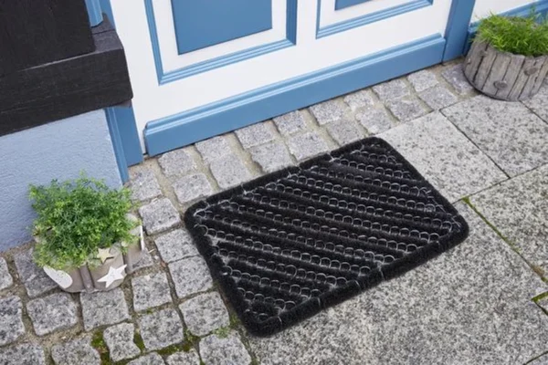 Unyqoos® Handgemaakte zwarte deurmat van kokosvezels voor buiten in 40 x 60 cm formaat