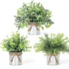 Unyqoos® Set van Drie Realistische Kunstplanten in Metalen Pot voor Binnen en Buiten, groente, 20 cm , 3 stuks
