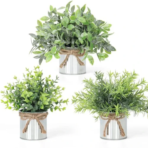 P-87213234042600-20260405140158.webp Unyqoos® Set van Drie Realistische Kunstplanten in Metalen Pot voor Binnen en Buiten, groente, 20 cm , 3 stuks
