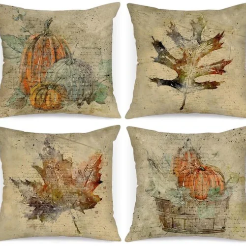 P-87213234044370-20260406112324.webp Unyqoos® Set van 4 decoratieve herfstkussenslopen met pompoen en esdoornbladeren