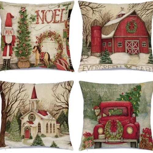P-87213234049700-20260406111302.webp Unyqoos® Set van 4 feestelijke kussenslopen voor sfeervolle kerstdecoratie in huis