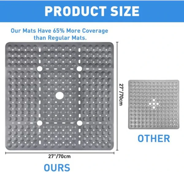 Unyqoos® Antislip Douchemat 70x70 cm Grijs met Zuignappen en Afvoergaten