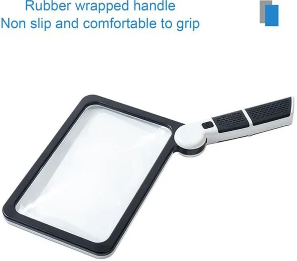 Unyqoos® Inklapbare rechthoekige loep met dimbare LED-verlichting voor beter zicht