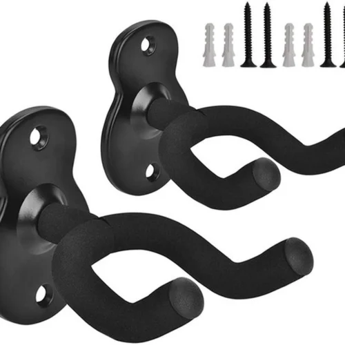 P-87213234064620-20260406121314.webp Unyqoos® Set van twee zwarte gitaarwandhouders met montageaccessoires