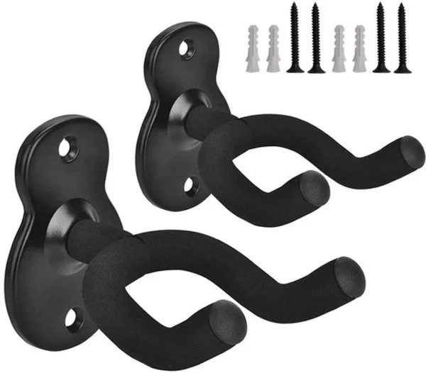 P-87213234064620-20260406121314.webp Unyqoos® Set van twee zwarte gitaarwandhouders met montageaccessoires