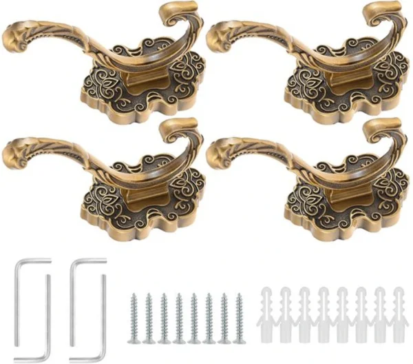 Unyqoos® Set van vier vintage wandhaken voor diverse ruimtes in huis