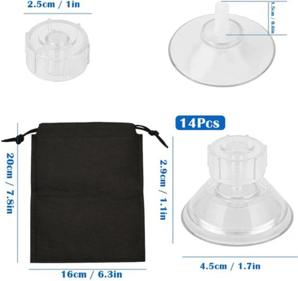 P-87213234097605-20260406115031.webp Unyqoos® Set van 14 zuignaphaken met schroefdraad en handige opbergtas voor veelzijdig gebruik