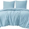 Unyqoos® Lichtblauwe microvezel beddenset met ritssluiting en kussenslopen