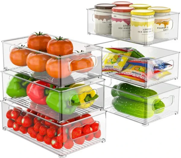 Unyqoos® Handige 6-delige Organizerset voor Koelkast en Keuken met Drie Verschillende Maten