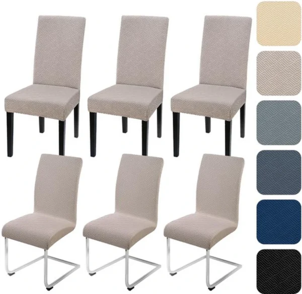 Unyqoos® Set van 6 Universele Jacquard Rekbare Stoelhoezen voor Eetkamer en Feestelijke Gelegenheden