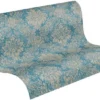 P-87213234205810-20260405112926.webp Unyqoos® Stijlvol Vliesbehang met Barok Bloemenpatroon en Metallic Accenten, bruin-blauw