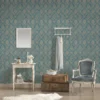 P-87213234205815-20260405112931.webp Unyqoos® Stijlvol Vliesbehang met Barok Bloemenpatroon en Metallic Accenten, bruin-blauw