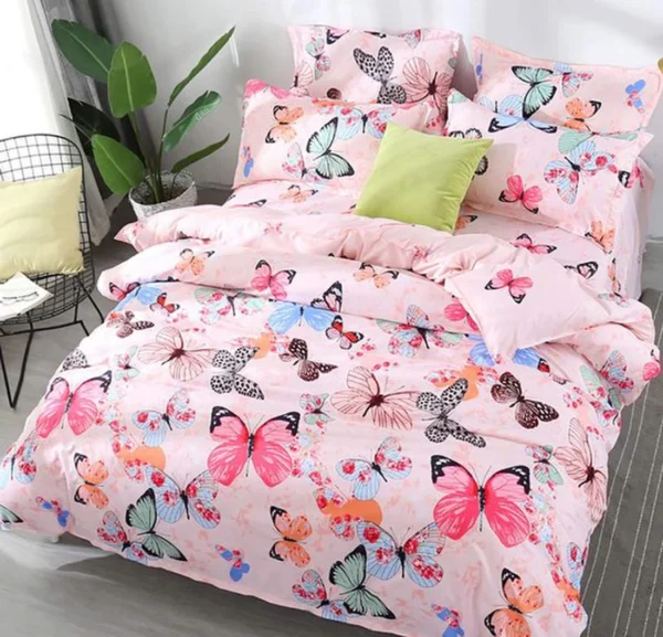 P-87213234254560-20260405104549.webp Unyqoos® Roze Kinderbeddengoedset met Vlindermotief voor Meisjes, 140x200 cm, 100% Microvezel