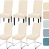Unyqoos® Universele stretchbare stoelhoezen set van 6 voor eetkamerstoelen zonder armleuningen, wasbaar en afneembaar