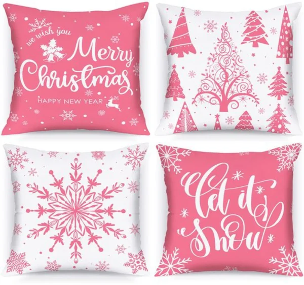 P-87213234277020-20260406111738.webp Unyqoos® Set van 4 decoratieve kussenslopen met sneeuwvlokken voor de feestdagen