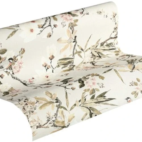 Unyqoos® Crème Beige Vliesbehang met Bloemenpatroon voor Stijlvolle Interieurs