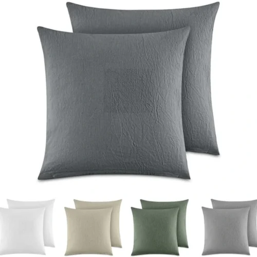 P-87213234316000-20260406111619.webp Unyqoos® Set van 2 elegante kussenslopen van gewassen katoen in donkergrijs voor ultiem comfort