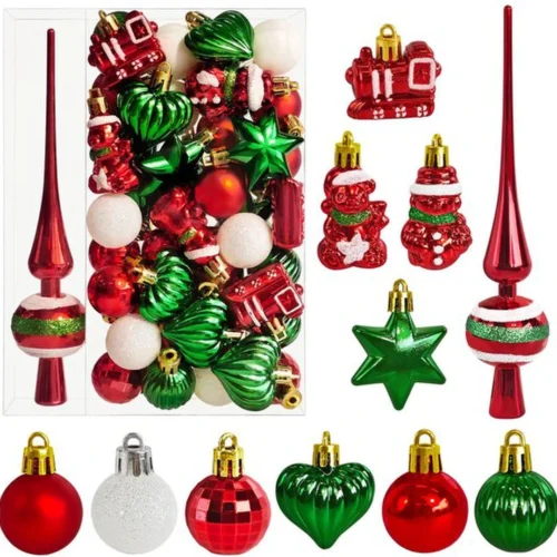 P-87213234319070-20260406092459.webp Unyqoos® Set van 34 onbreekbare kerstballen en piek voor sfeervolle decoratie
