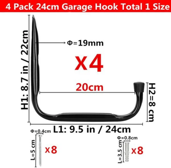 P-87213234343282-20260406115402.webp Unyqoos® Stevige en veelzijdige opberghaken voor garage en tuin, ideaal voor zware voorwerpen
