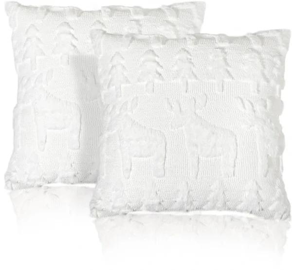 Unyqoos® Set van 2 zachte witte kussenhoezen met 3D kerstmotief en verborgen rits
