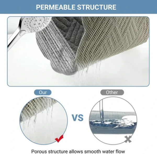 Unyqoos® Grijze antislip badmat met masserende 3D-textuur en afwateringsgaten