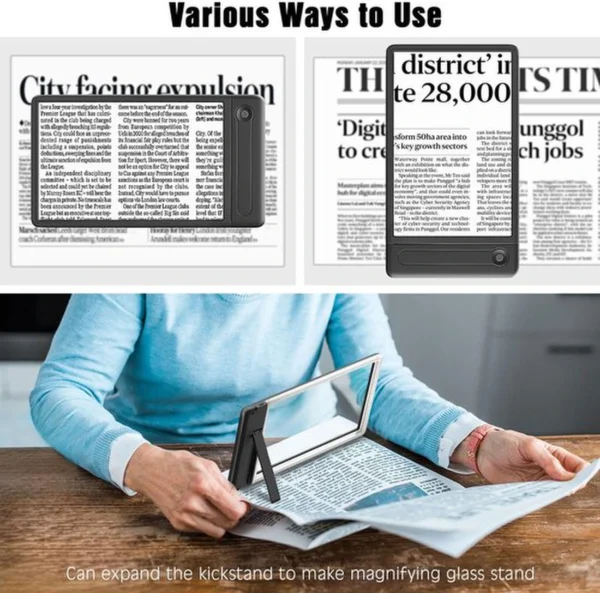 Unyqoos® Handig vergrootglas met verlichting en standaard voor comfortabel lezen