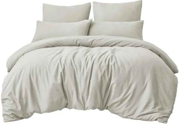 Unyqoos® Beige microvezel beddengoed set met ritssluiting voor alle seizoenen