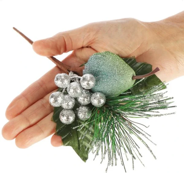 Unyqoos® Set van vier decoratieve takken met appels voor feestelijke kerstversiering