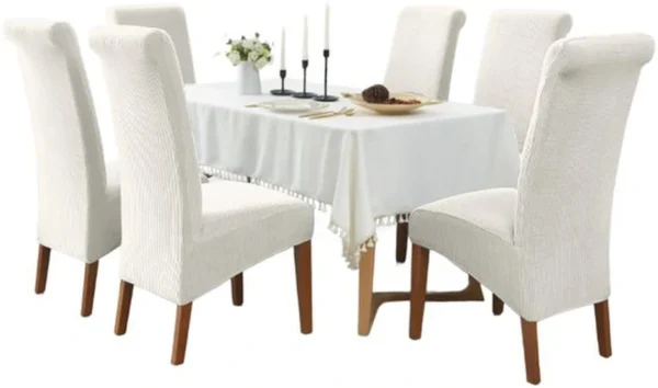 P-87213234440376-20260405185019.webp Unyqoos® Set van 6 elastische stoelhoezen voor grote eetkamerstoelen in melkwitte kleur