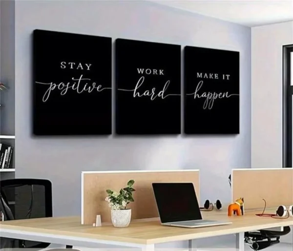 Unyqoos® Inspirerende set van drie zwart-witte canvas posters voor moderne wanddecoratie