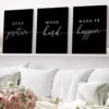 Unyqoos® Inspirerende set van drie zwart-witte canvas posters voor moderne wanddecoratie