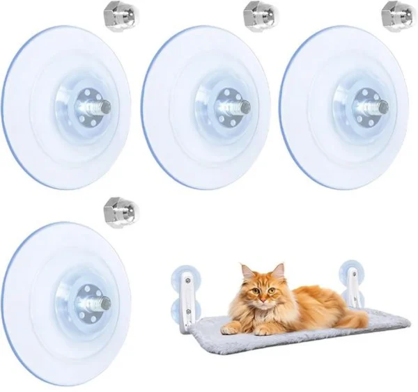 Unyqoos® Set van vier sterke zuignappen met schroefdraad voor glas en tegels