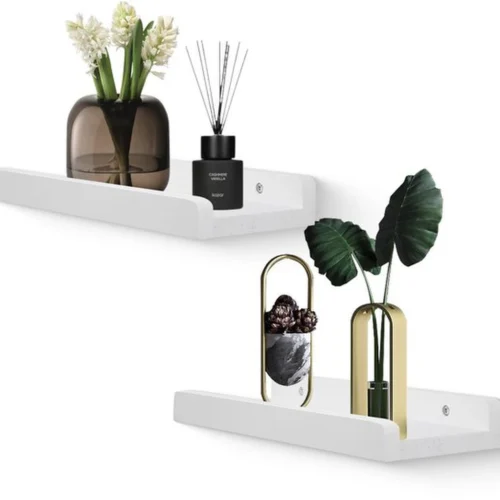 Unyqoos® Set van 2 rustieke houten wandplanken met beschermrand voor diverse ruimtes