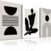 Unyqoos® Set van 3 Ingelijste Geometrische Canvas Kunstwerken voor Thuisdecoratie