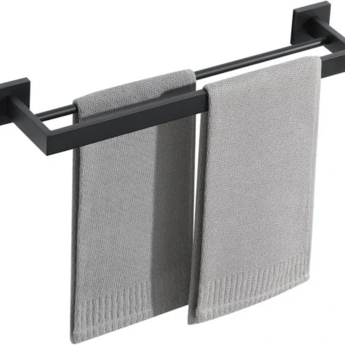 Unyqoos® Dubbele handdoekhouder van roestvrij staal met zwart design voor badkamer