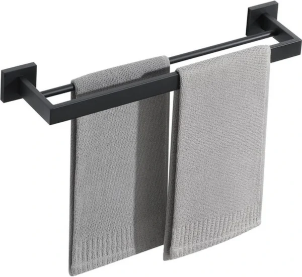 Unyqoos® Dubbele handdoekhouder van roestvrij staal met zwart design voor badkamer