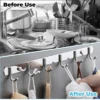 Unyqoos® Roestvrijstalen ophanglijst met zes haken voor keuken en badkamer