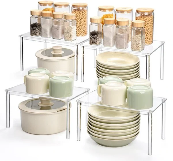 P-87213234488750-20260406100600.webp Unyqoos® Transparante en stapelbare keukenorganizer set met vier veelzijdige rekken