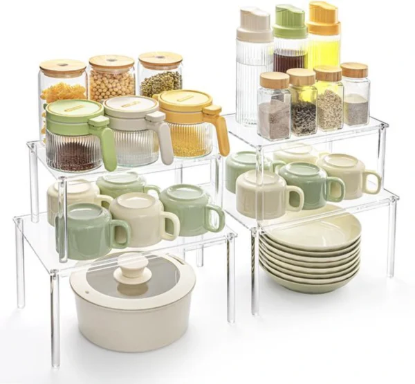 P-87213234488753-20260406100608.webp Unyqoos® Transparante en stapelbare keukenorganizer set met vier veelzijdige rekken