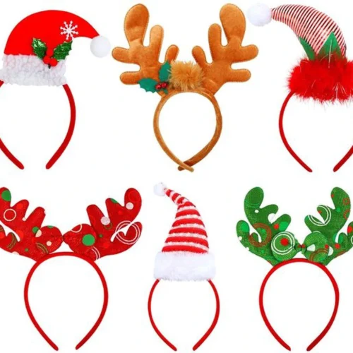 P-87213234496670-20260406092737.webp Unyqoos® Set van 6 Kerst Hoofdbanden met Rendiergewei en Feestelijke Motieven