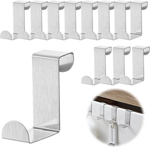 P-87213234500520-20260406120135.webp Unyqoos® Set van 12 Roestvrijstalen Deurhaken voor Eenvoudige en Flexibele Opbergruimte