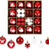 Unyqoos® Complete set van 36 rode en witte kerstballen voor veelzijdige decoratie