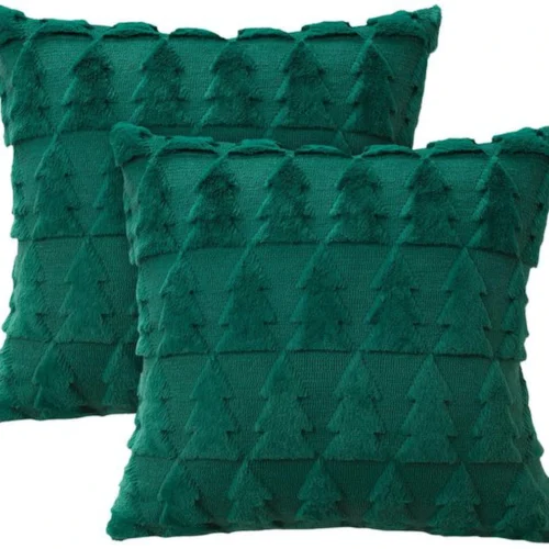 Unyqoos® Set van 2 luxe kussenhoezen met kerstboomontwerp voor woonkamer en slaapkamer