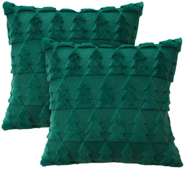 Unyqoos® Set van 2 luxe kussenhoezen met kerstboomontwerp voor woonkamer en slaapkamer