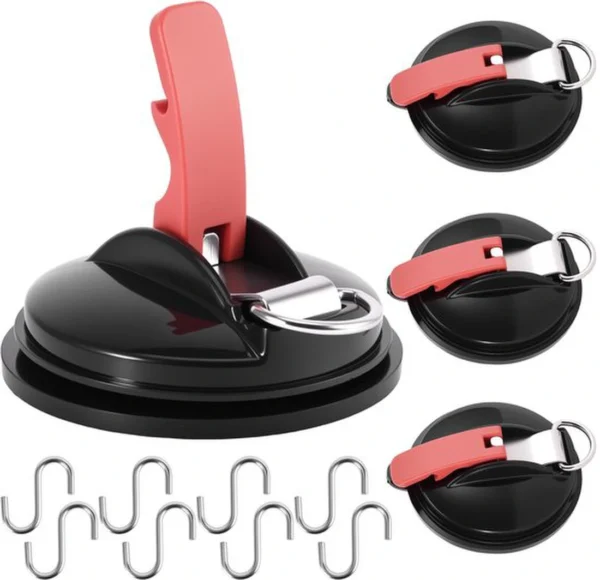 Unyqoos® Set van vier multifunctionele zuignaphaken met sterke draagkracht en S-haken