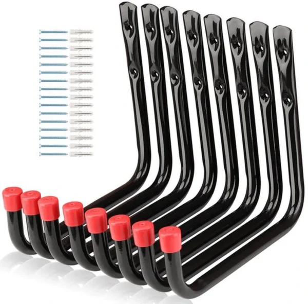 P-87213234572660-20260406120509.webp Unyqoos® Set van 8 stevige wandhaken voor opslag van gereedschap en fietsen