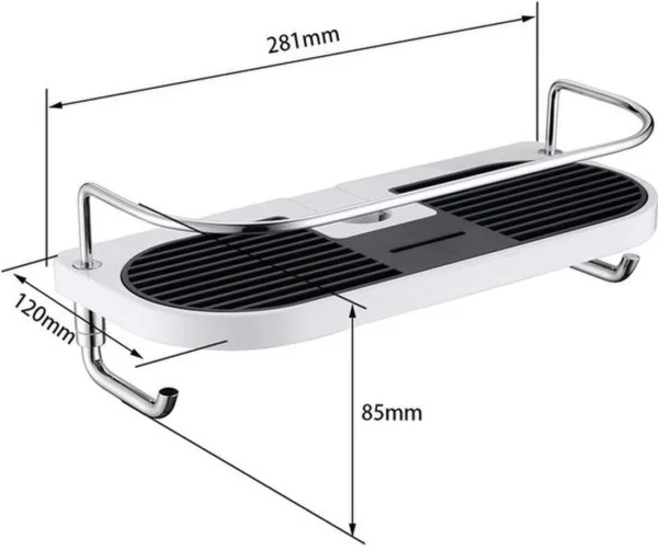 P-87213234600442-20260405173942.webp Unyqoos® Praktische doucheplank met haken voor badkameropslag zonder boren