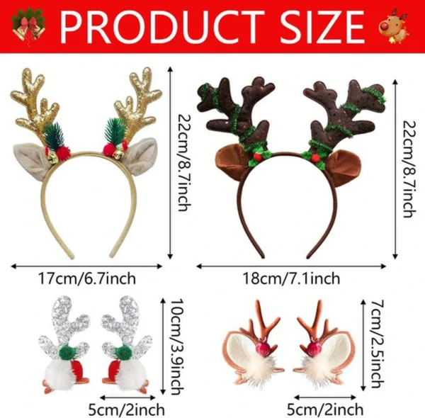 Unyqoos® Set van zes feestelijke kersthaaraccessoires voor kinderen en volwassenen