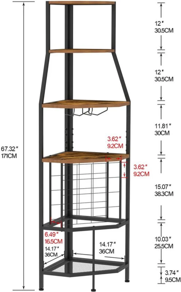 P-87213234642715-20260406110222.webp Unyqoos® Industriële hoek wijnkast met vijf niveaus en geïntegreerde glashouders